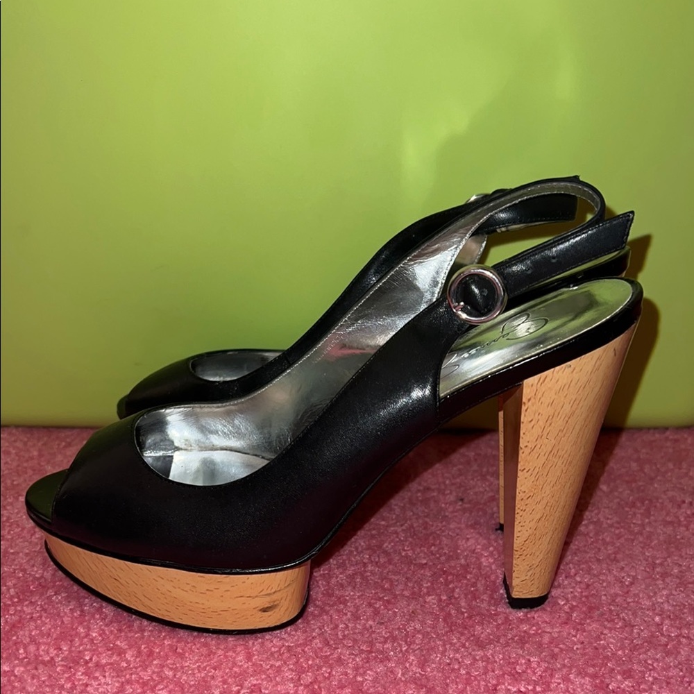 Jessica Simpson Black platform Slingback Heels
